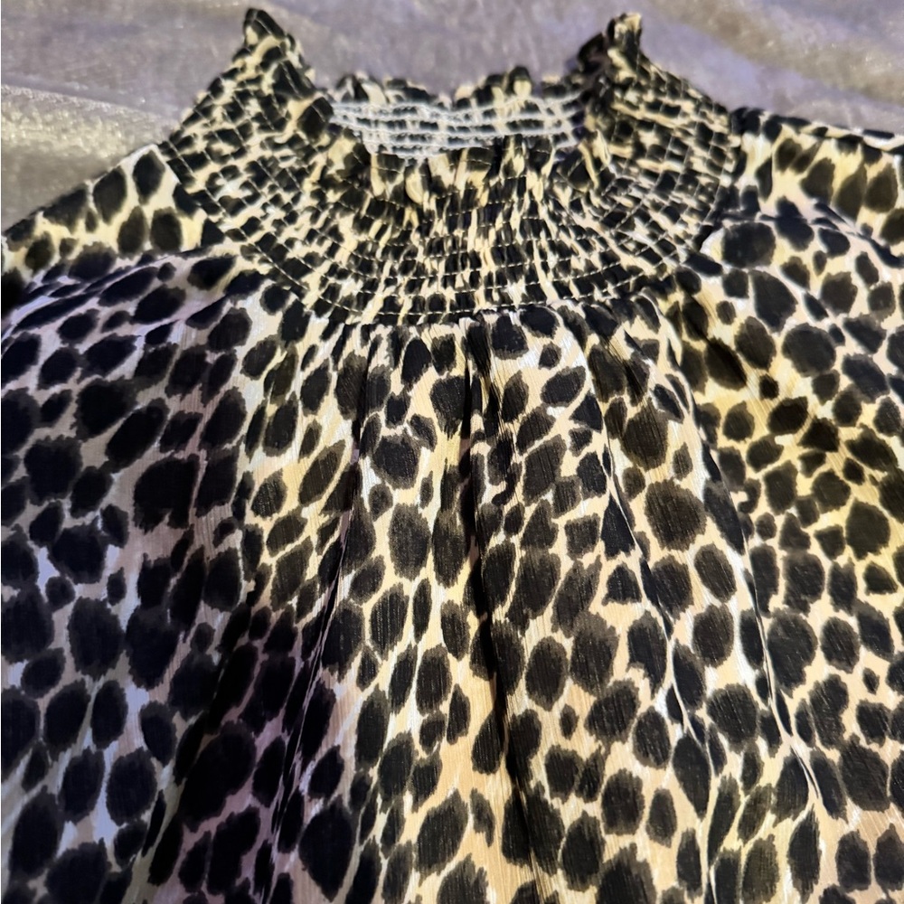 J. Crew Leopard Print Smocked Blouse